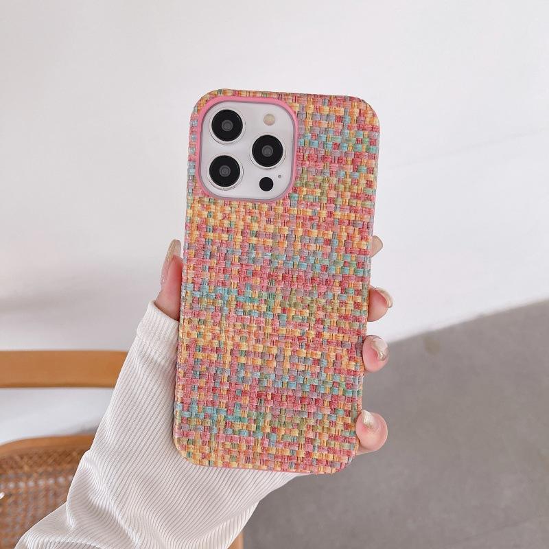 Simple woven pattern is suitable for Apple mobile phone case 15plus autumn and winter sweater color non-slip 12/11 fashion is suitable for