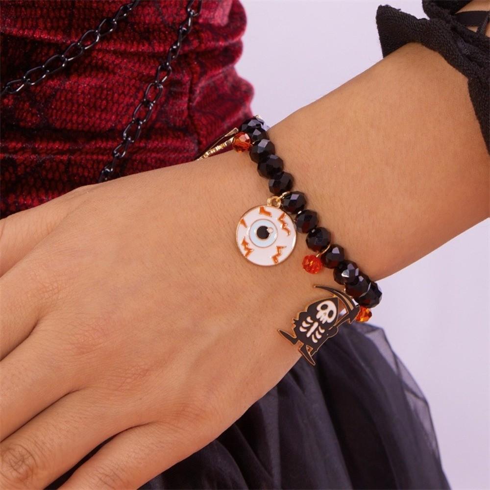 Zinc Zinc Zinc Alloy Pumpkin Pendant Bracelets Resin Crystal Beaded Bracelet Halloween Hand Chain  Gifts