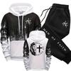 Pattern Men's Set Hooded Sweatshirt and Black Sweatpants Fall Winter Daily Casual Sports Jogger Suit Hoodie Outfits