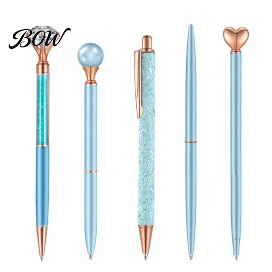 Sturdy Pocket Clip Pen 5PCS Metal Diamond Ballpoint Pens, with Sparkling Rhinestone Decor, Luxury Glitter Writing Smooth Press Mechanism Pen, for Kids