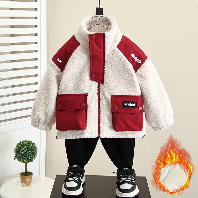 

Флисовое пальто для мальчиков. Осеннее и зимнее детское утолщенное пальто.