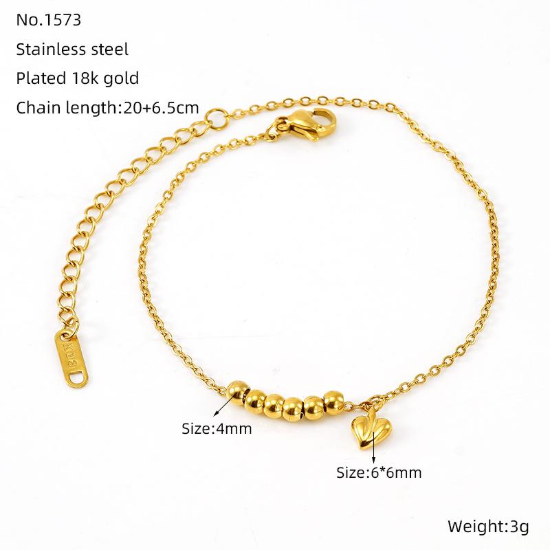 

Стильный и простой высококачественный двухслойный браслет на щиколотку из титановой стали, легкий роскошный браслет на щиколотку из нержавеющей стали с подвеской из золота 18 карат для женщин