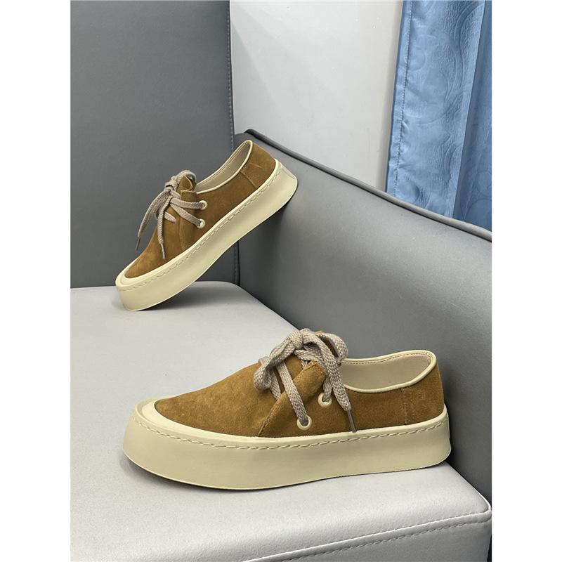 Shoes autumn new leather thick baseplate shoes plain lazy sports leisure cr