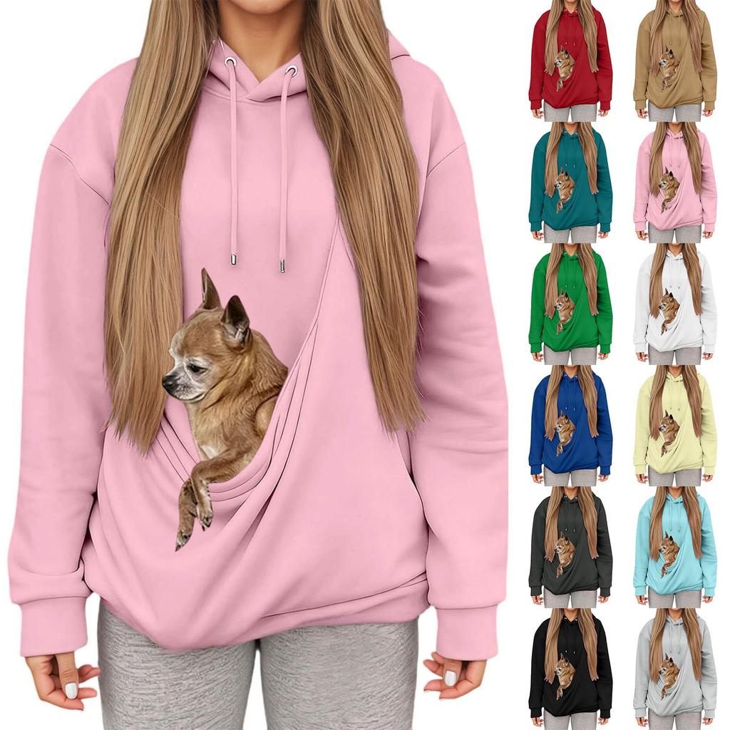 Women's Hoodie, Pet Bag, Sports Shirt, Pet Cat And Dog Pocket Holder, Top