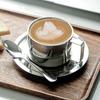 Vintage Stainless Steel Coffee Mug Cups Delicate Coffee Cup And Saucer Set Flower Tea Mug Home Coffeeware Espresso Cups
