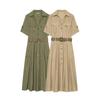 Nuovo abito Midi da donna in stile europeo e americano, alla moda, con cintura, stile camicia