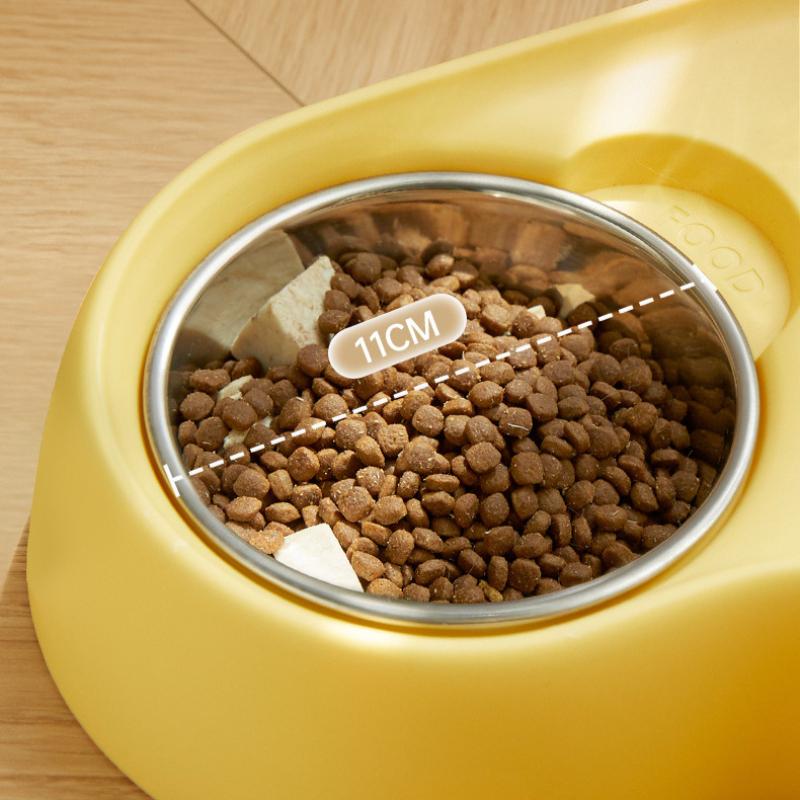 Cat Feeder Water Bowl Combination Automatic Pet Drinking Bowl Food and Water Two in One Stainless Steel Cat Bowl