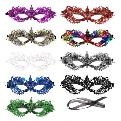 Damen Sexy Durchbrochene Spitze Maskenball Gesichtsmaske mit Band Prinzessinnenparty Mardi Gras Cosplay Abschlussball Requisiten Kostüm Nachtclub Augenmaske