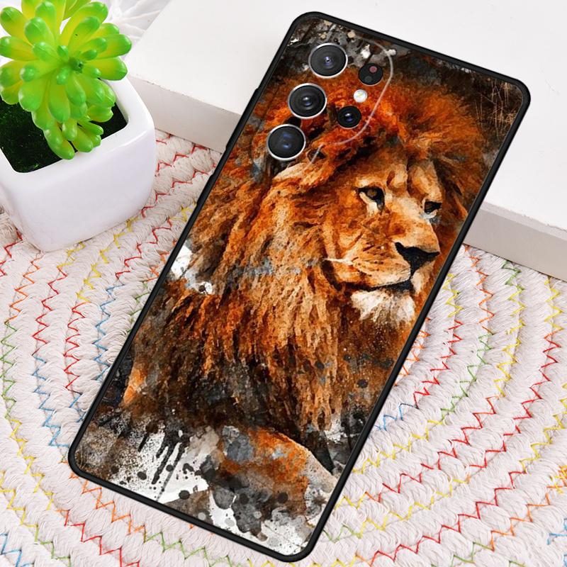 King Lion Roaring Silicone Phone Case For Samsung Galaxy note 10 pro S26 S25 S24 S23 S22 S21 Plus S25Ultra Capa Cover