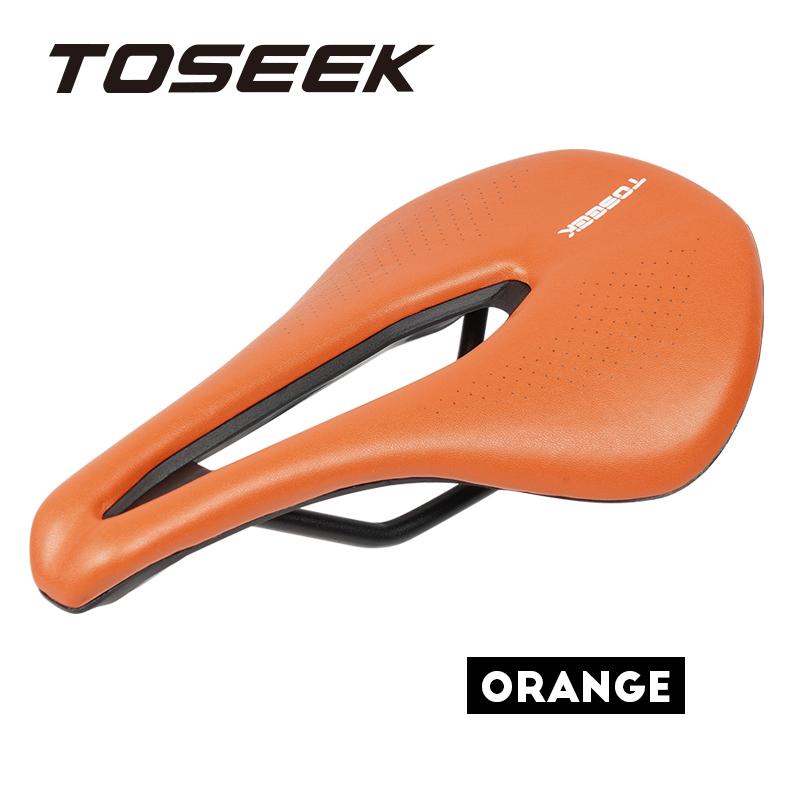 TOSEEK Fahrradsattel Carbon Leichtleder Gel Belüftung Mountain Road Bike Sitzsattel mit Einfachem Originaldesign für