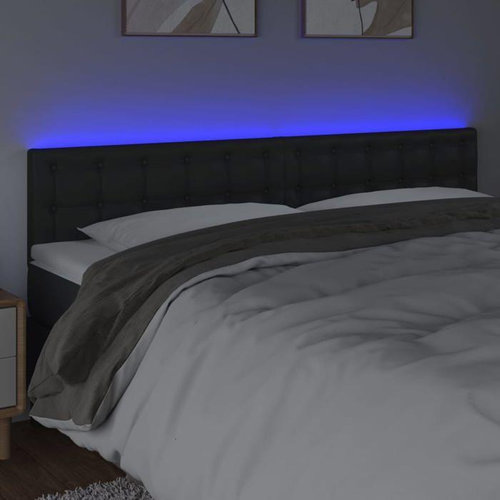 VidaXL Tête de Lit à LED Meuble de Chambre à Coucher Accessoire de Lit Double Tête de Cadre de Lit Intérieur Noir 3121714