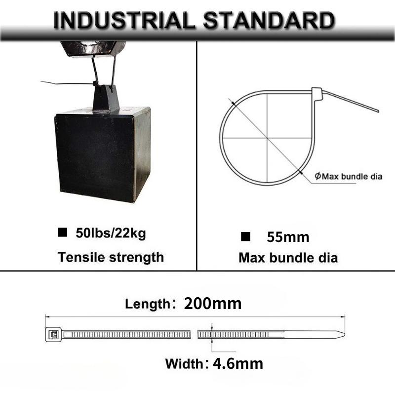 Nylon Electronic Zip Ties 100 Pcs Professional Self-Locking Cable Tie Straps Black UV Multi-Purpose Tie for Garden Fence Outside