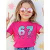 Cool 67 Small Portrait Pattern Printed 1-Piece Casual Sports Short Sleeve Girls' T-shirt, 2026 New Short Sleeve