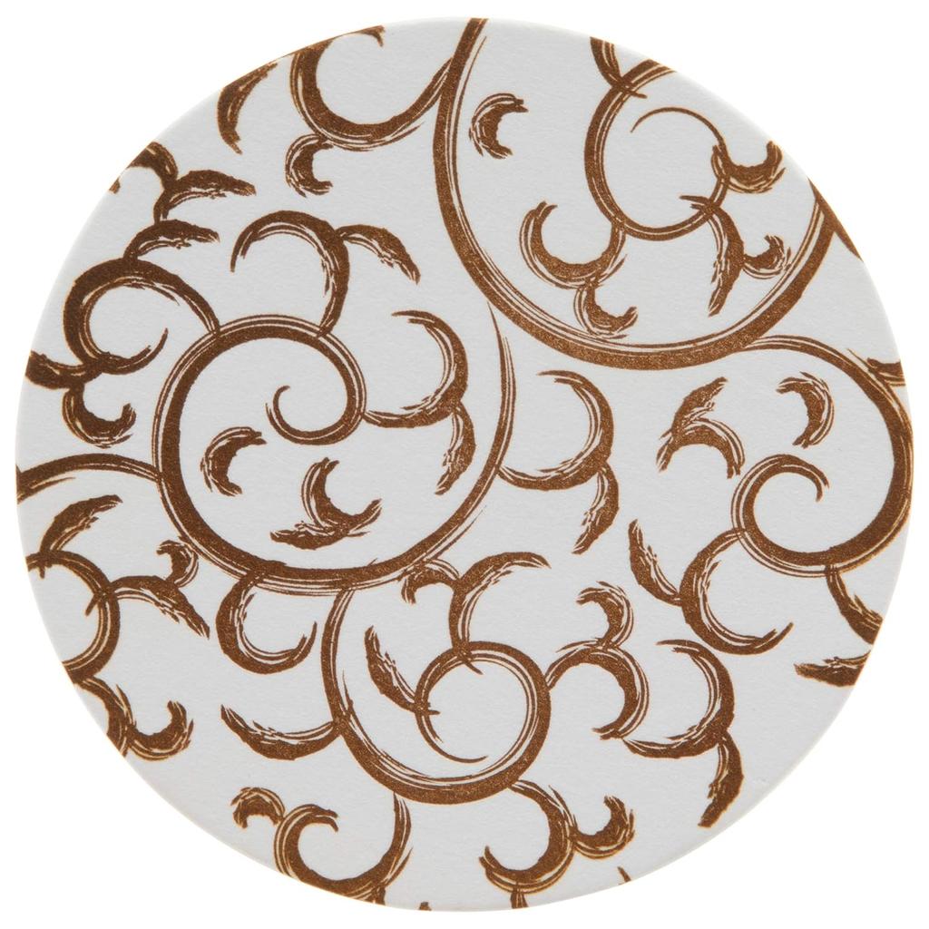 Endo Shoji TKG Paper Coaster Brown Arabesque (100 Pieces) Round Diameter 90mm 1mm Thickness Sturdy Essential Evening Drinks Commercial Use PKCR702