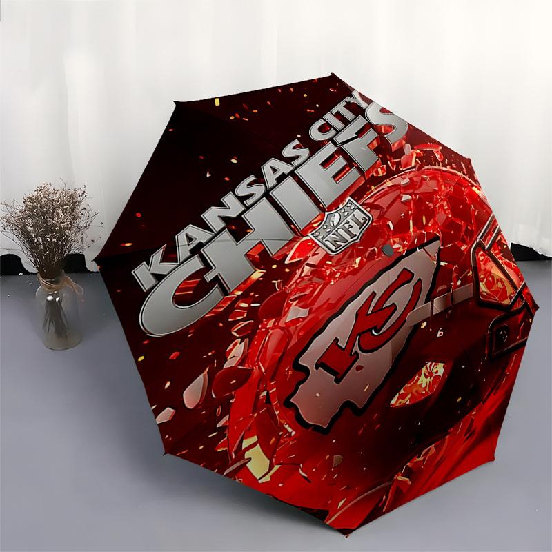 Kansas City Chiefs Helmet-Shaped Automatic Opening Folding Umbrella with 8-Bone Iron Frame, Suitable for Fans and Daily Use, Perfect Gift fo