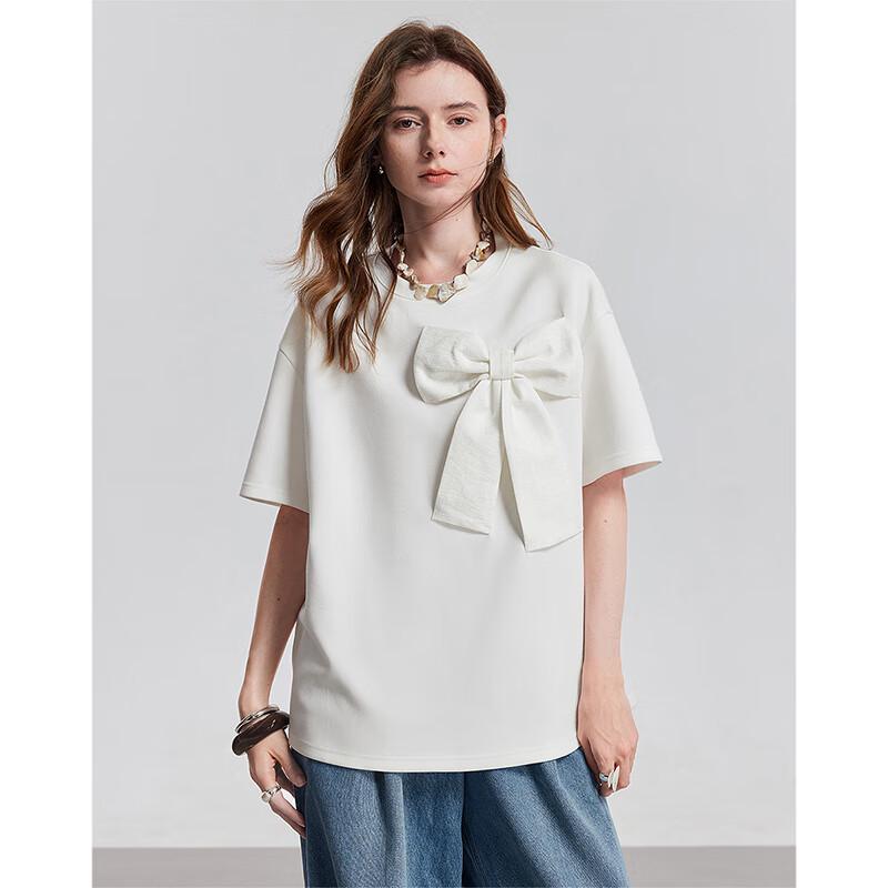 Chuyu Women's 2025 Summer Oversized Bowknot T-Shirt