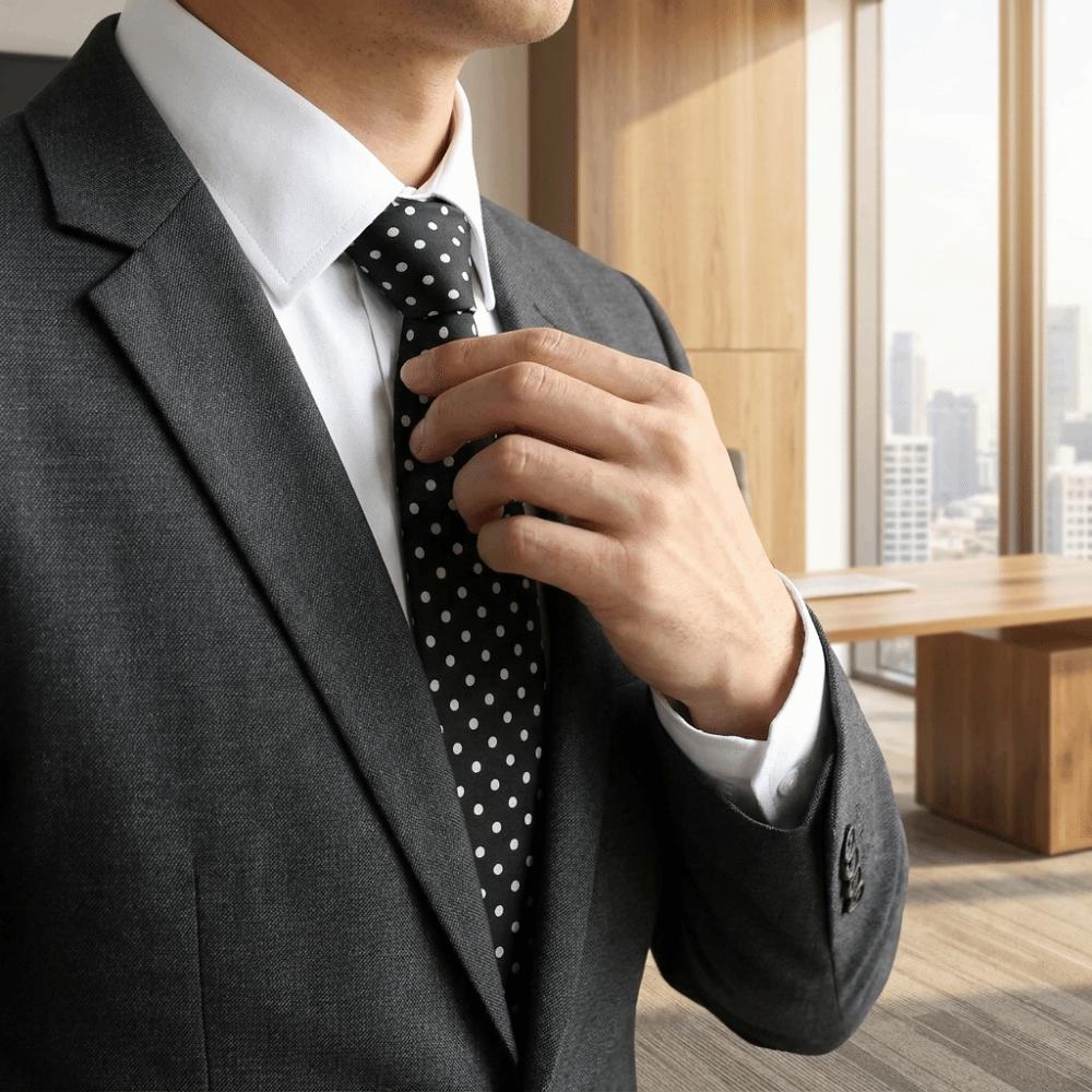 8CM Width Men Tie Polyester Material Business Necktie Fashion Polka Dot Formal Necktie  Interview