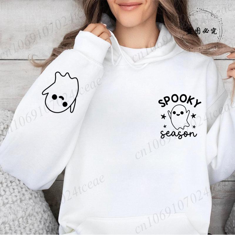 Moletons de Halloween da Temporada Assustadora para Mulheres Moletons Gráficos Assustadores de Festa de Fantasmas de Halloween Engraçados Pulôveres de Outono Moletons Tops