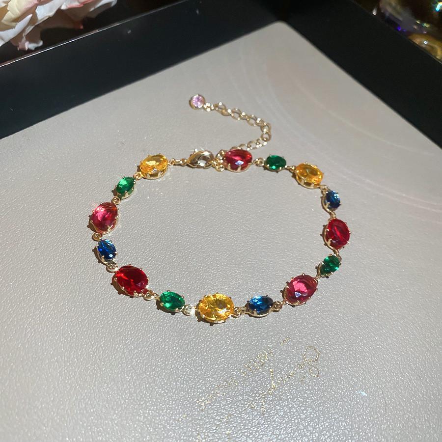 Square Zircon Hand Chain For Women With Elegant Geometric Design For Daily Accessories Colorful