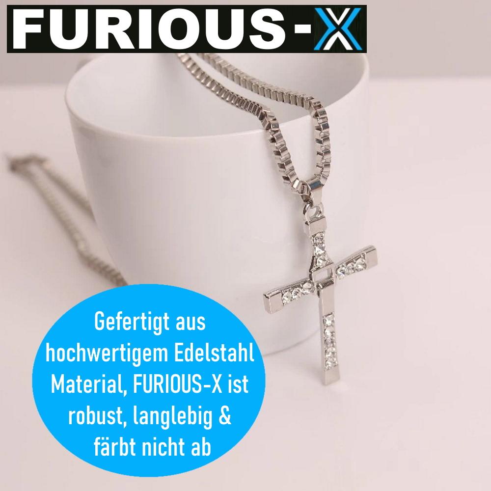 FURIOUS-X Fast Furious Vin Diesel Dominic Toretto Cross Necklace STAINLESS STEEL