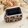 Leopard Print Coin Purse Fabric Change Purse Retro Kiss Lock Coin Pouch for Cash