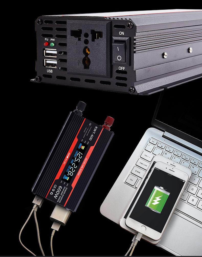 Inverter 12v 220v Solar Inverter 600W 1200W 2000W Portable Voltage Transformer Auto Charger Converter Car Power Inverter
