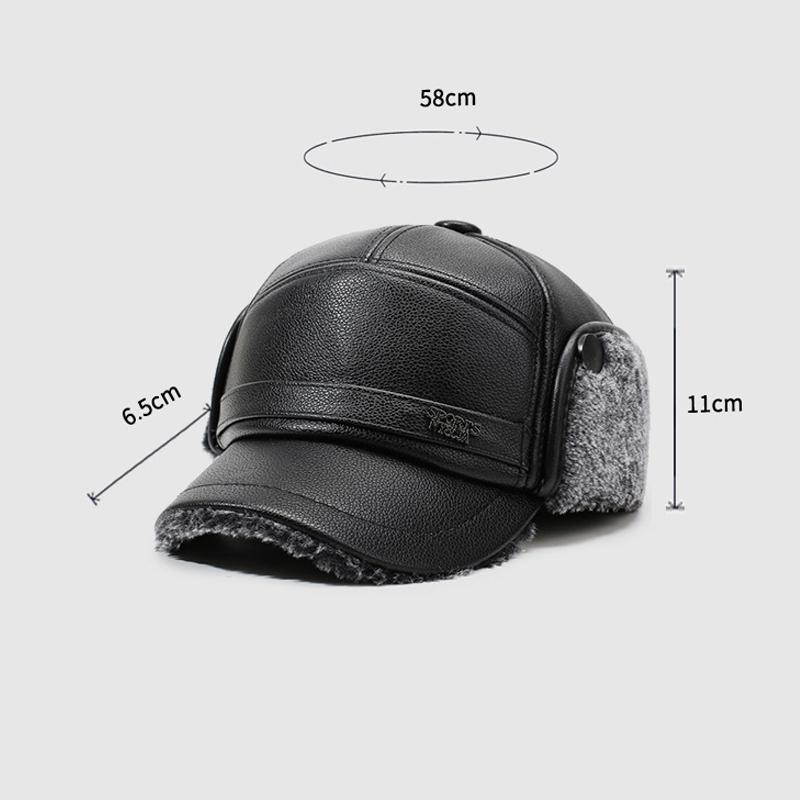 Winter Middle-Aged and Elderly Men's Hat Father Grandfather Warm Velvet Leather Hat Ear Protection Cap Outdoor Cap