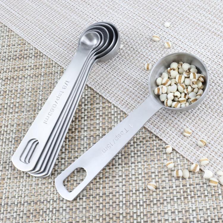 Six-Piece Stainless Steel Measuring Spoon Set for Kitchen and Baking