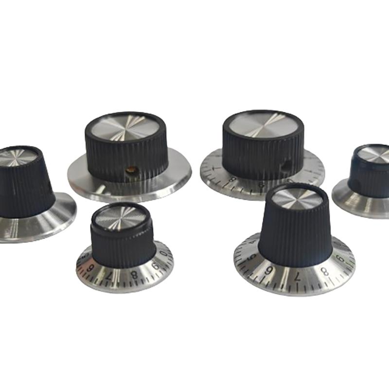 1 pièce Bouton d'effet pour pédale à tige 6 mm Accessoires DIY Dessus chromé Bouton d'amplificateur de guitare vintage Bouton avec indication flèche