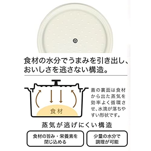 Pearl Metal HB-5726, 22cm Red Ceramic-Coated Induction Cooking Pot for Waterless Cooking