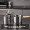 Saucepan with Glass Lid Heat-Resistant Milk Pan Wooden Handle Easy To Clean