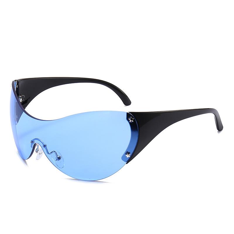 New YK sunglasses frameless one-piece European and American large round glasses fashionable large frame goggles personalized sunglasses