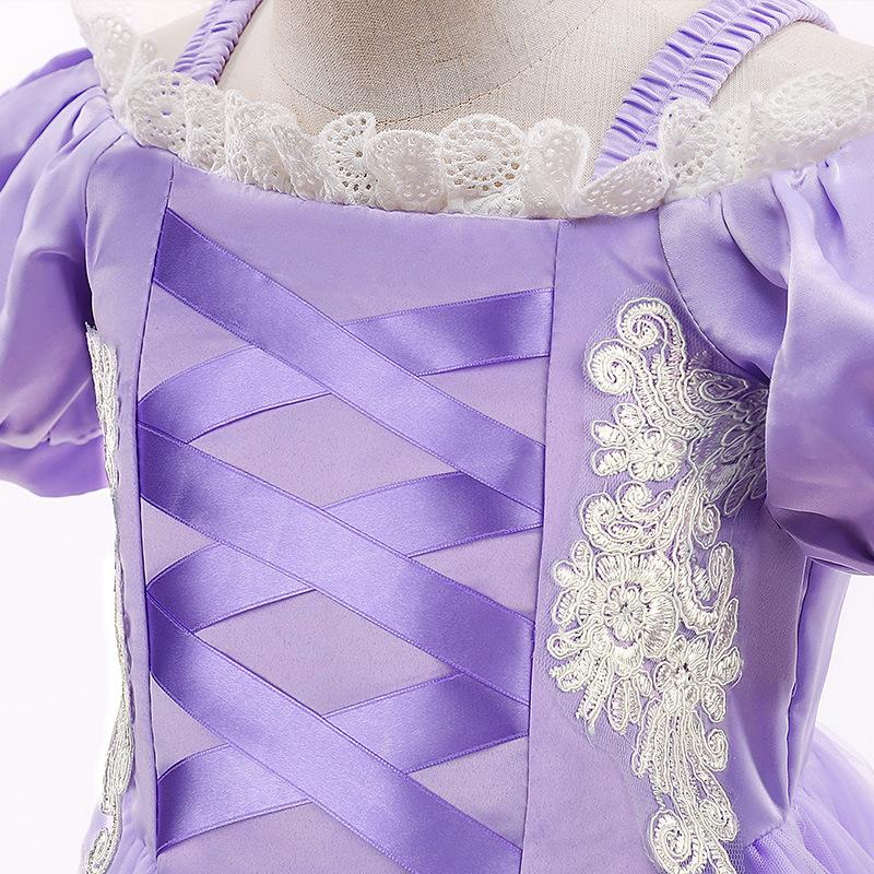 Girl Pink Aurora Cosplay Princess Dress Up Kids Christmas Halloween Tulle Fancy Rapunzel Costume for Children Girls Birthday
