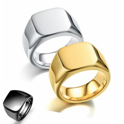 1 stuks persoonlijkheid titanium stalen ring retro roestvrijstalen lichte effen gezichtsring