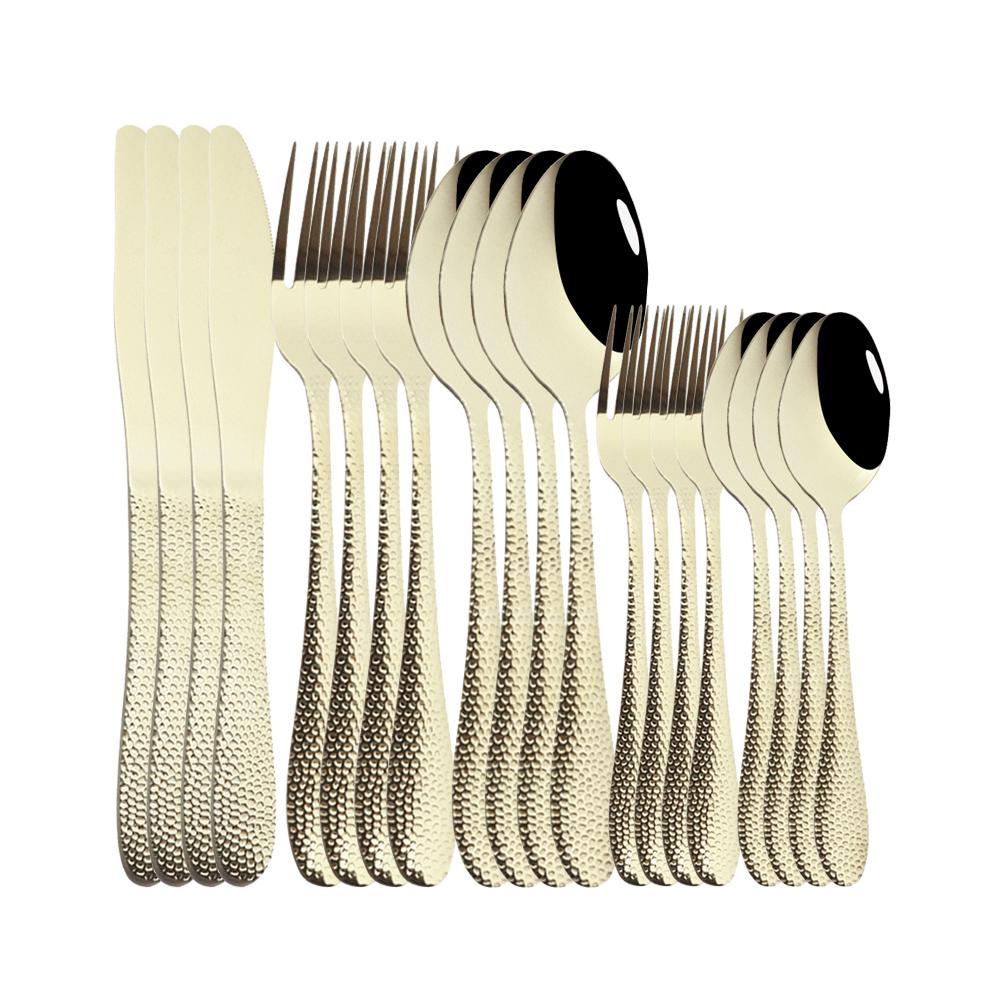 Western Black Tableware Stainless Steel 20Pcs Black Dinnerware Cutlery Set Kitchen Dinner Cake Fork Spoon Knife Flatware Set