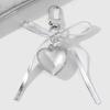 Heart Embellished Silver Leather Bowknot Key Rings Unique Accessory for Backpacks and Purses for the Modern Woman