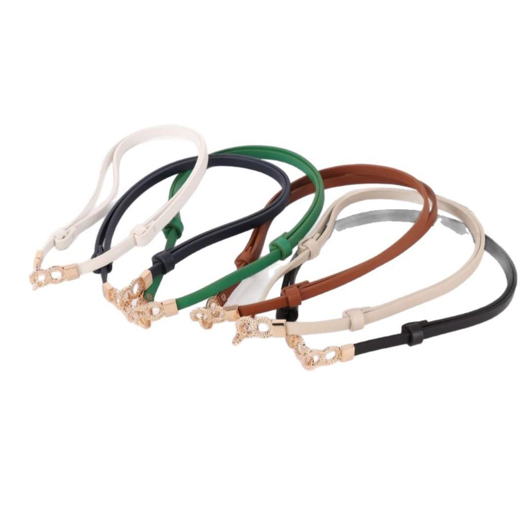 Elegant Multi-Color Thin Belt with Exquisite Metal Buckle