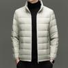 Men's Lightweight Stand Collar Down Jacket - Warm, Trendy, Versatile Dad Style Winter Coat with 90% White Duck Down.