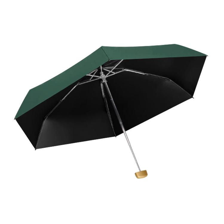 Mini Black UV-Blocking Pocket Umbrella: Sun & Rain Protection, Super Lightweight Parasol