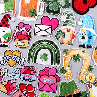 Stpatrick's Day Patch Clover Iron On Patches For Clothing Thermoadhesive Patches On Clothes Dwarf Embroidery Patch Sticker Badge