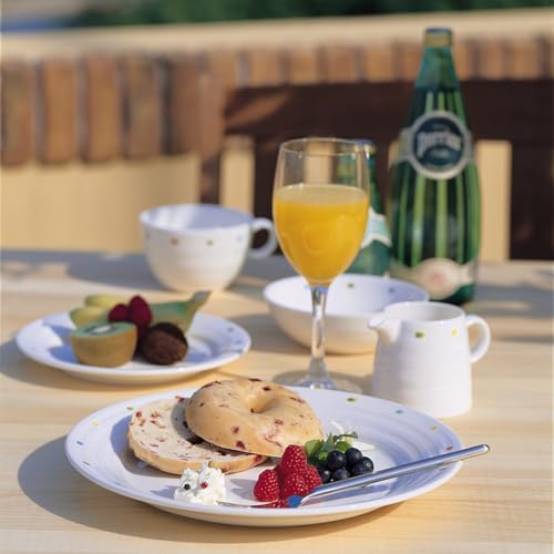 NARUMI Day+ Dot Dinnerware Set, White Polka Dots, Cute and Casual, 4-Piece Set for 2, Microwave and Dishwasher Safe, Gift Boxed, 40627-33563