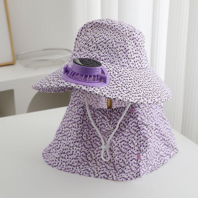 Solar charging fan Tea picking sun hat Farm work Shawl hat Sun protection hat Women's UV protection sun hat