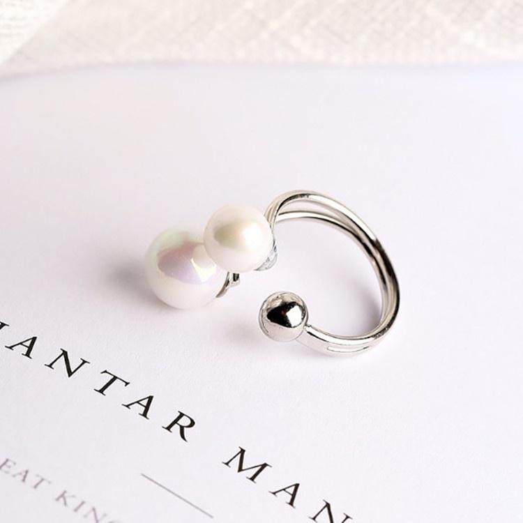 Temperament  Jewelry Wind Punk Wind Metal Size Pearl Opening Bracelet and Ring Set Accessories