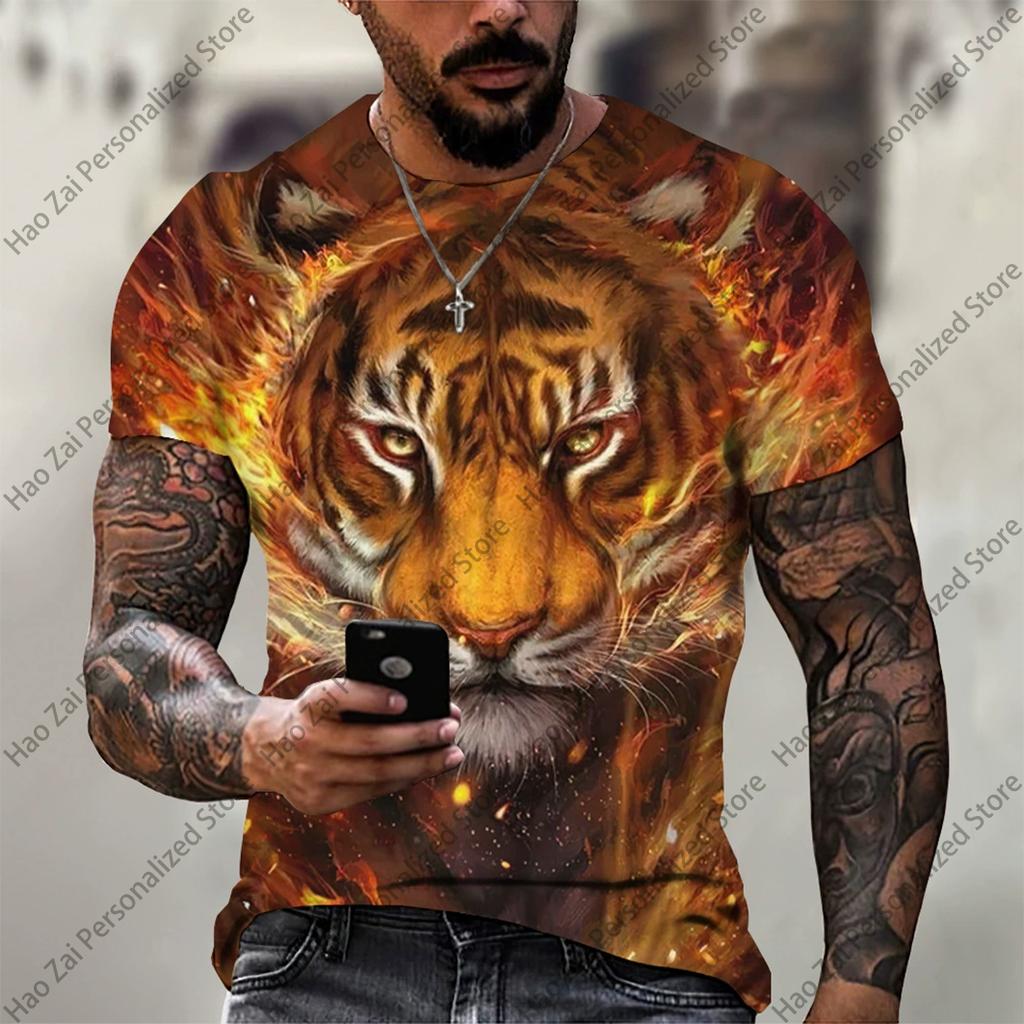 2026 New Summer Fashion: Cool 3D Animal Digital Print Trendy Men's Round-Neck Short-Sleeve T-Shirt—SoftComfortableand Breathable