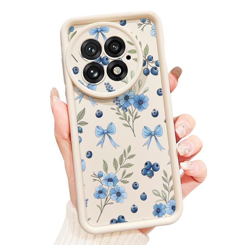 Blueberry Bowknots Floral Pattern Case For OnePlus 15 13 13T 12 Shockproof Bumper Soft Silicone Cover For Oneplus Nord 5 13R 12R 11R 5G