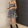 Floral suspender skirt Spice girl pure desire wind waist short-sleeved t-shirt dress children summer
