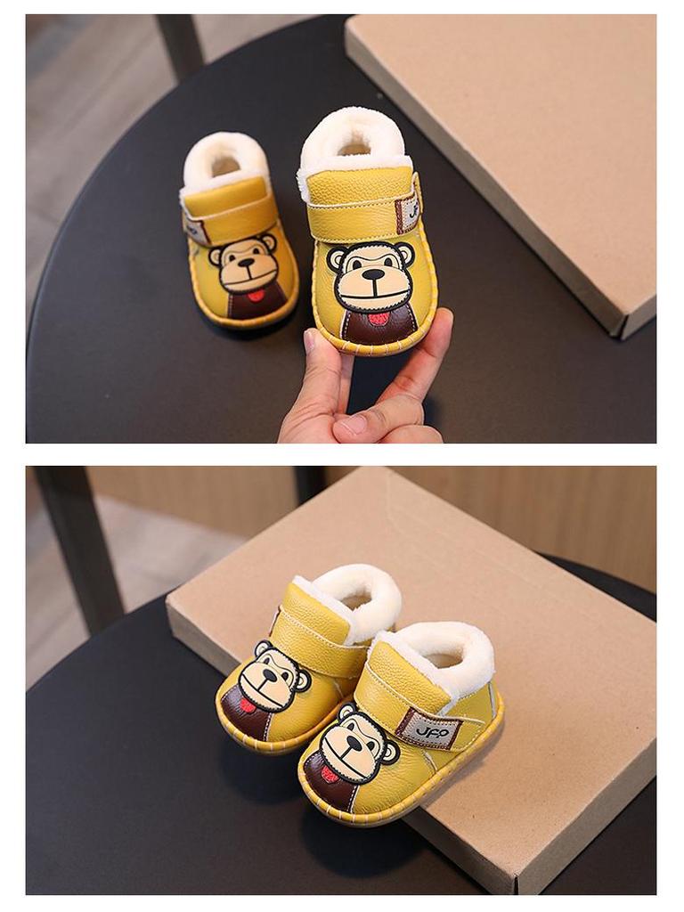 Warm Toddler Fleece-Lined Winter Shoes for Boys & Girls, Soft Sole, Non-Slip, Ages 1-2