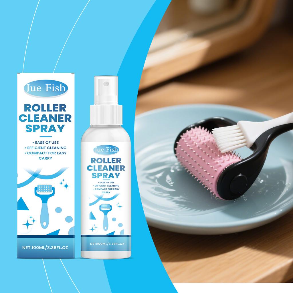 JUE FISH Roller Cleaner Spray – Clean Roller Stains, Improve Smoothness, Keep Clean, Restore and Maintain 100ml