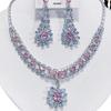 Women's Fashion Luxury Zirconia Crystal Pink Necklace Earrings Set Bracelet Jewelry Set Bridal Wedding Banquet Party Holiday