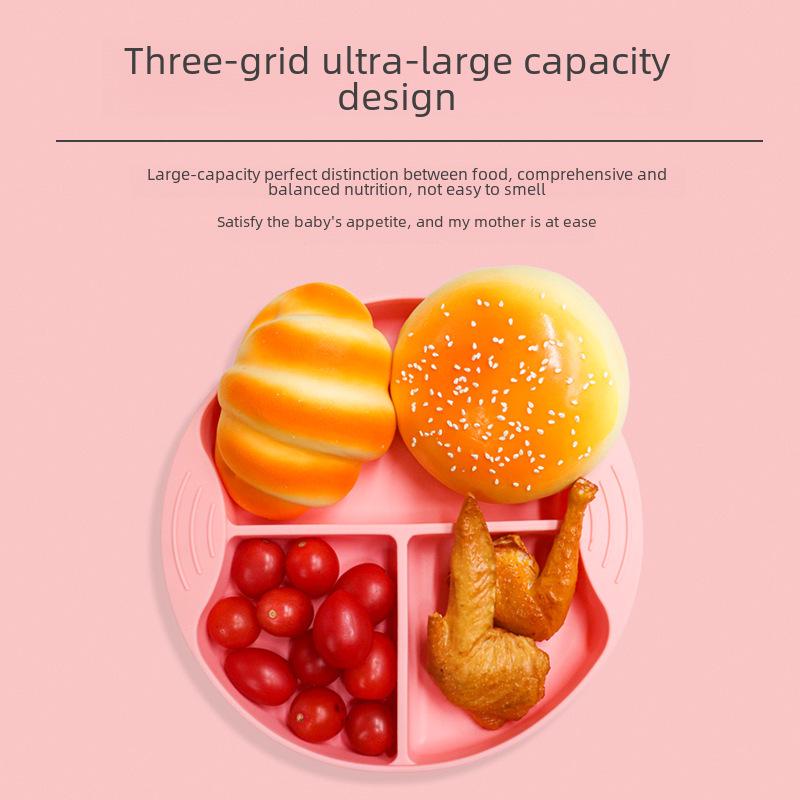 "Full Silicone Baby Meal Tray Set with Suction Cup - Divided Tableware for Children's Meals"